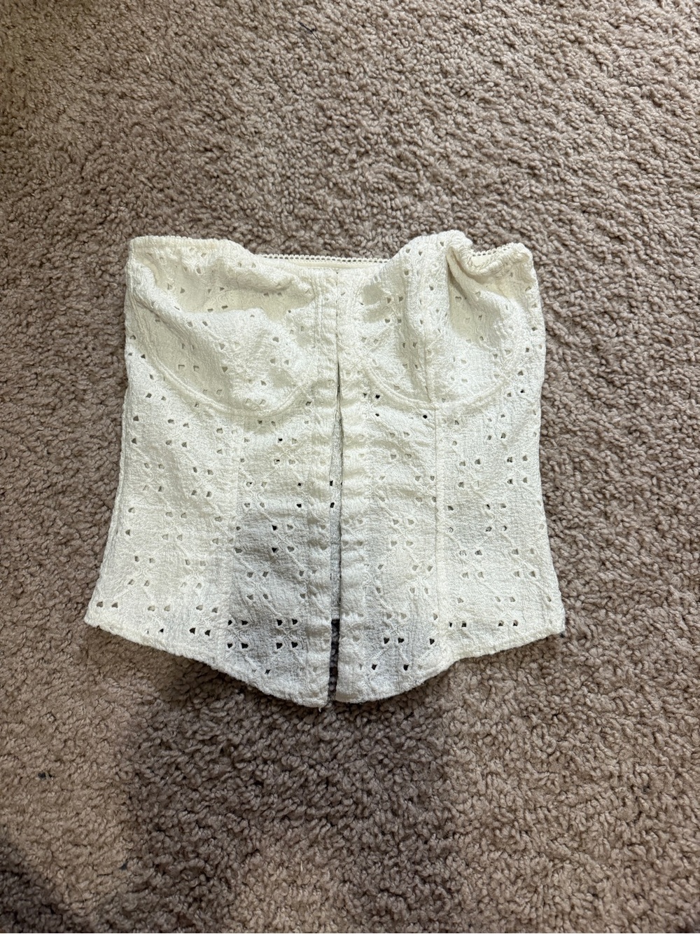 Strapless White Eyelet Corset Top